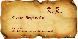 Klasz Reginald névjegykártya